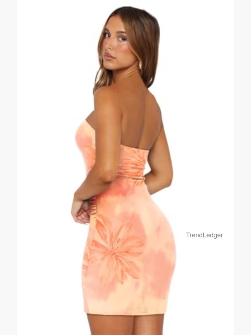Strapless Ruched Bodycon Mini Dress Club Party Y2K - Picture 4 of 7